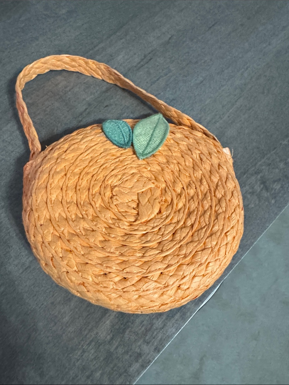 Round Straw Orange Mini Bag